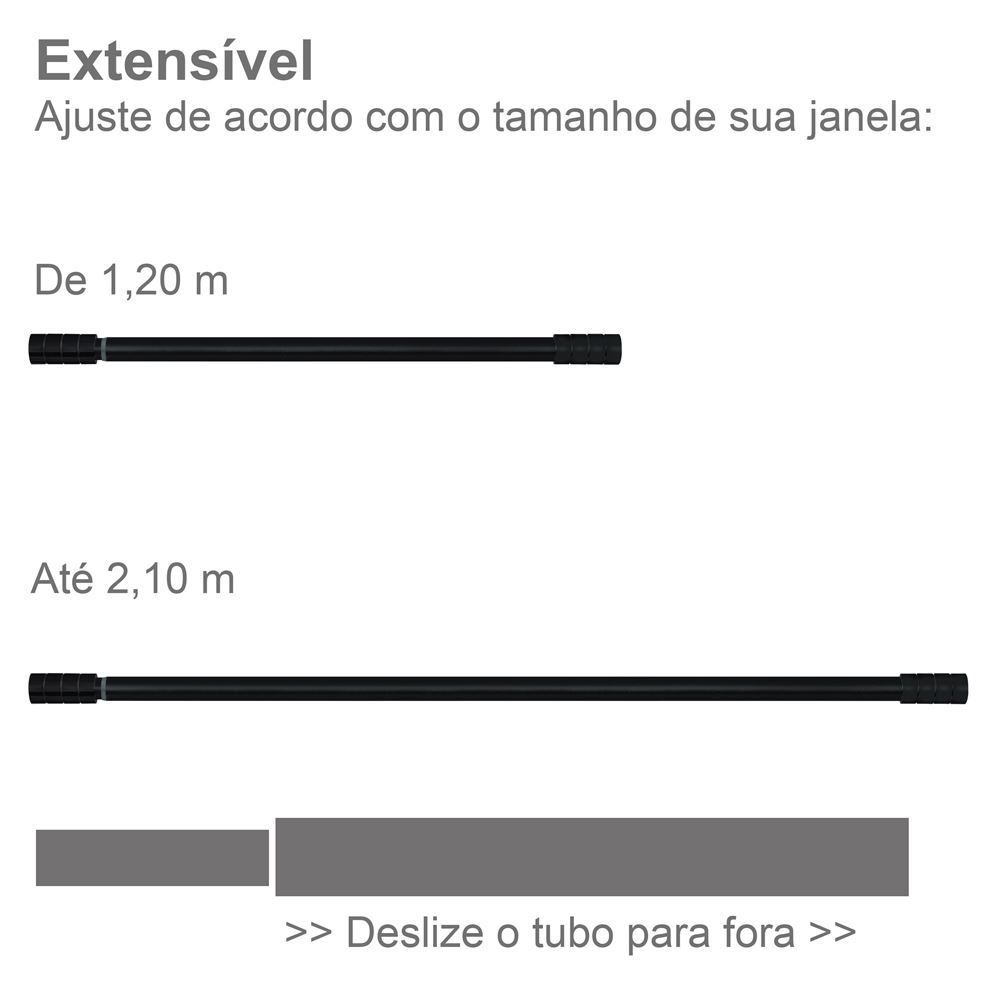 Varão Extensivo 1,20 A 2,10M Cilindro Evolux - Preto