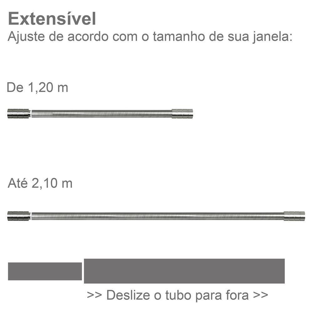 Varão Extensivo 1,20 À 2,10 m Cilindro Evolux - Cromado