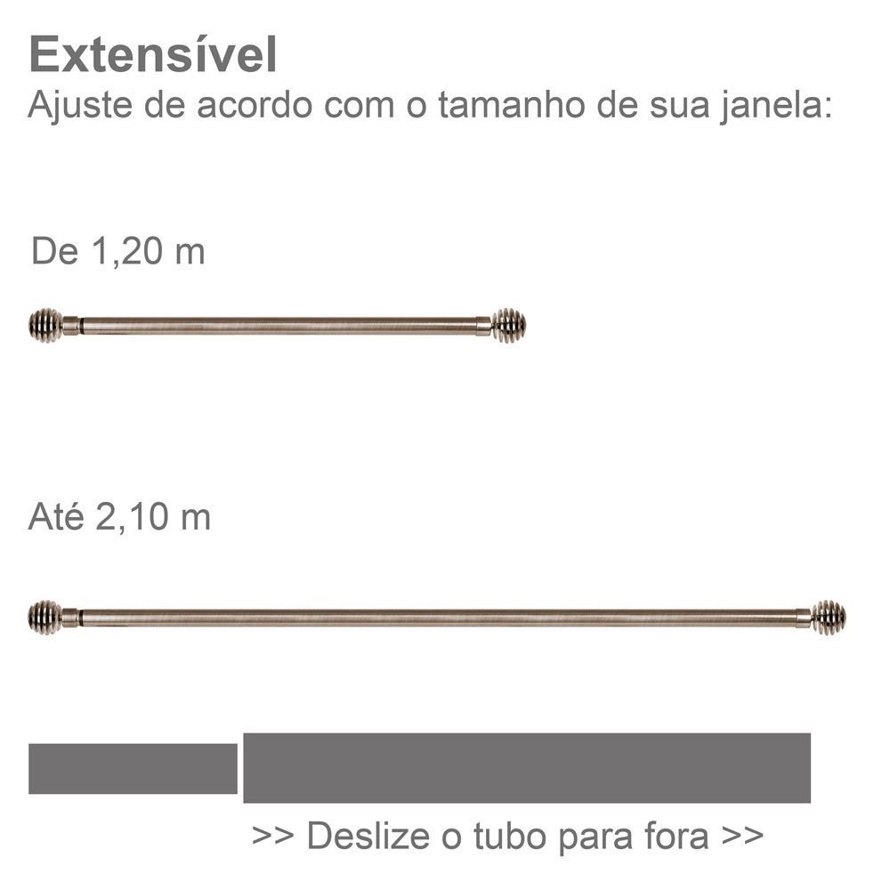 Varão Extensivo 1,20 a 2,10m Esfera Evolux - Ouro Velho
