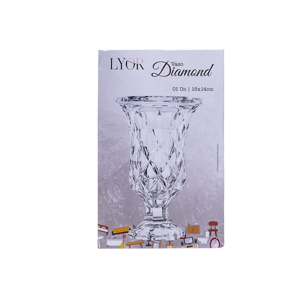 Vaso Com Pé Diamond 15X14cm Lyor - Vidro
