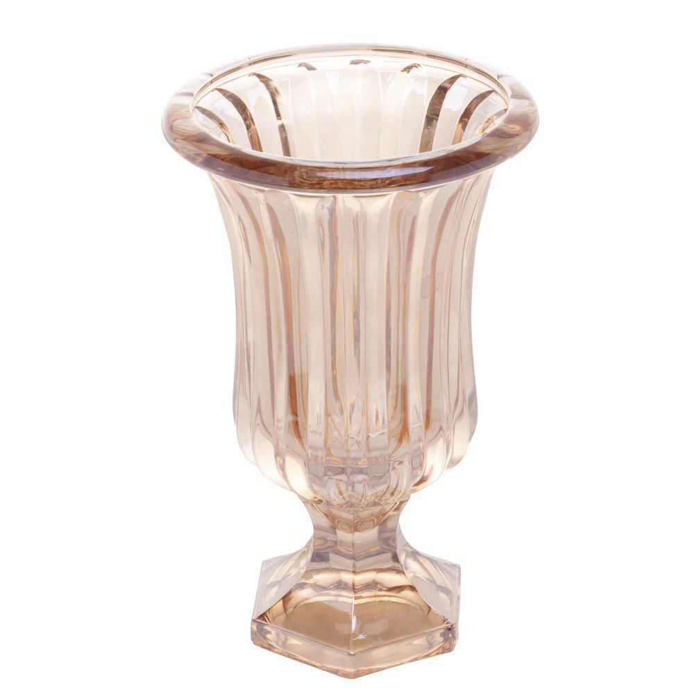 Vaso Com Pé Lyor Diamond 24Cm - Ambar