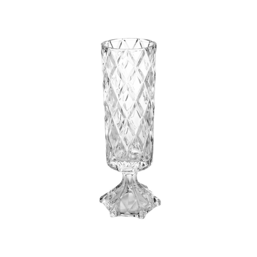 Vaso De Cristal Com Pé Deli Diamante Lyor 41 Cm - Transparente