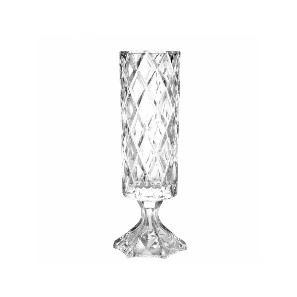 Vaso De Cristal Com Pé Deli Diamante Lyor 41 Cm - Transparente