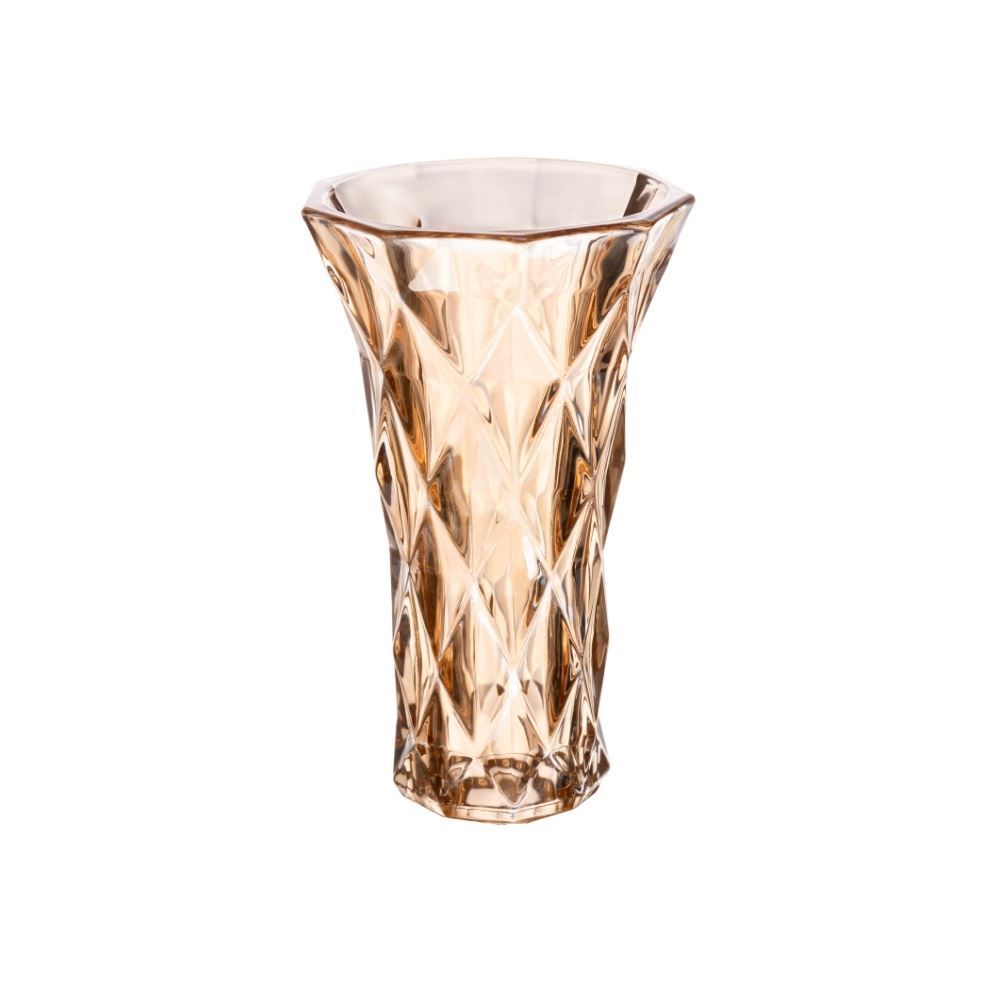 Vaso De Vidro Diamante Âmbar Lyor - 15 Cm