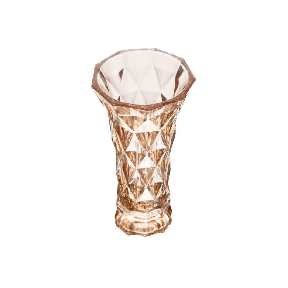 Vaso De Vidro Diamante Âmbar Lyor - 15 Cm
