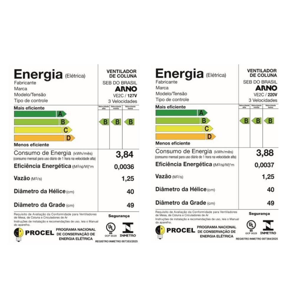 Ventilador De Coluna Arno Essential 6 PÁS 140W VE2C