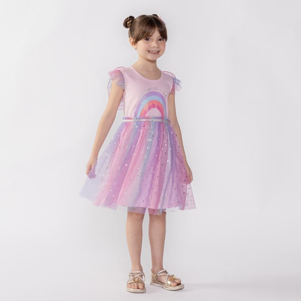 Vestido Arco Íris Infantil 4 a 10 Anos Marmelada