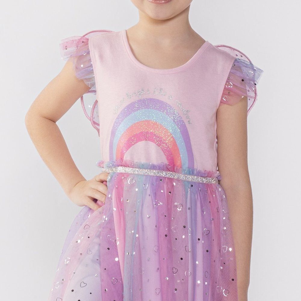 Vestido Arco Íris Infantil 4 a 10 Anos Marmelada