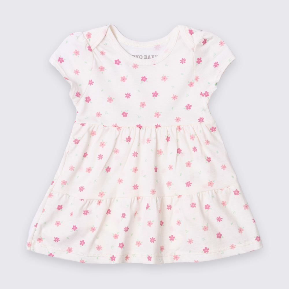 Vestido Bebê Menina Flores De Algodão Com Body Yoyo Baby