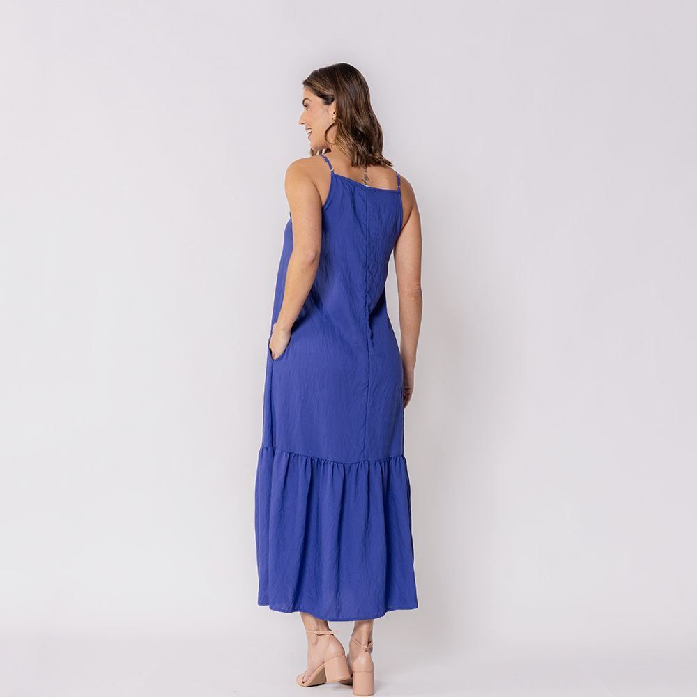 Vestido Feminino Midi Com Decote Quadrado Patricia Foster