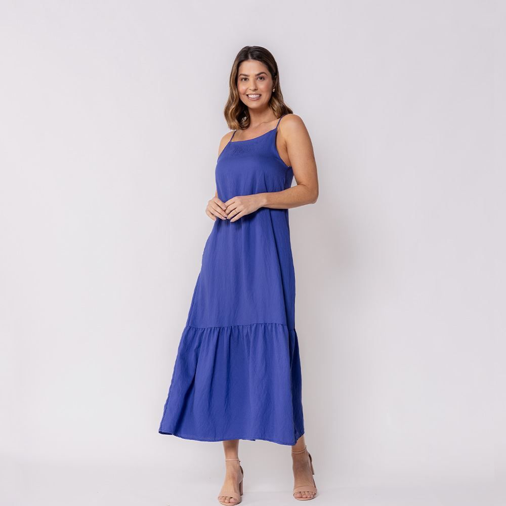 Vestido Feminino Midi Com Decote Quadrado Patricia Foster