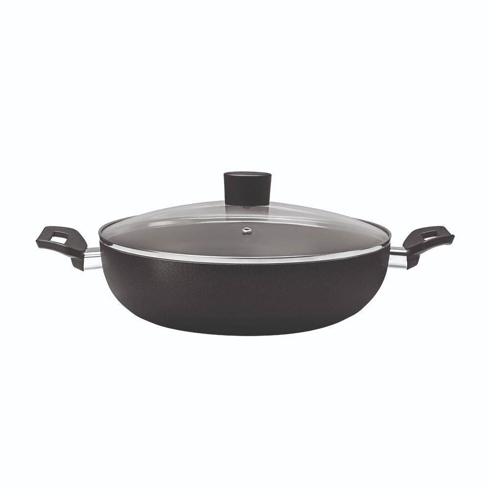 Wok com Tampa Ebony Brinox 28Cm - Preto