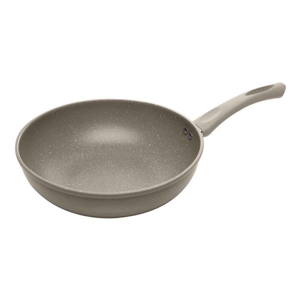 Wok De Indução Alumínio Revestida Cerâmica Granilite Lyor 3,9Litros - Taupe