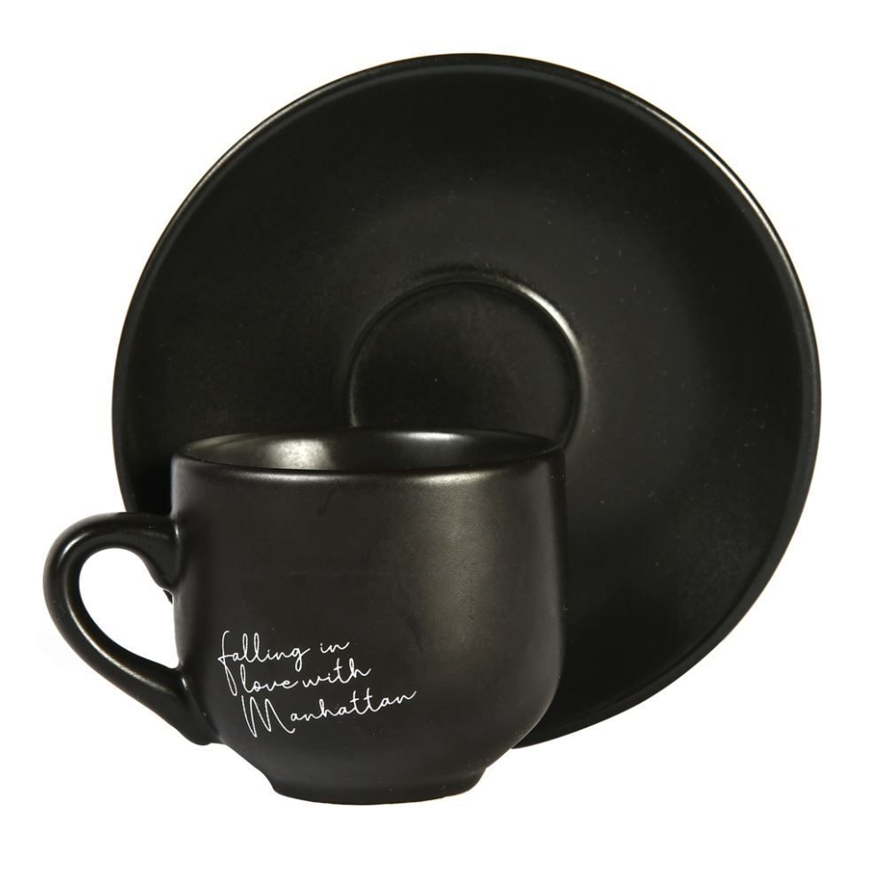 Xícara Com Pires Porcelana Manhattan Hauskraft 90 Ml - Preto