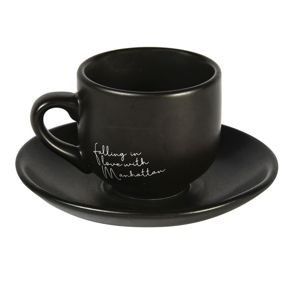 Xícara Com Pires Porcelana Manhattan Hauskraft 90 Ml - Preto