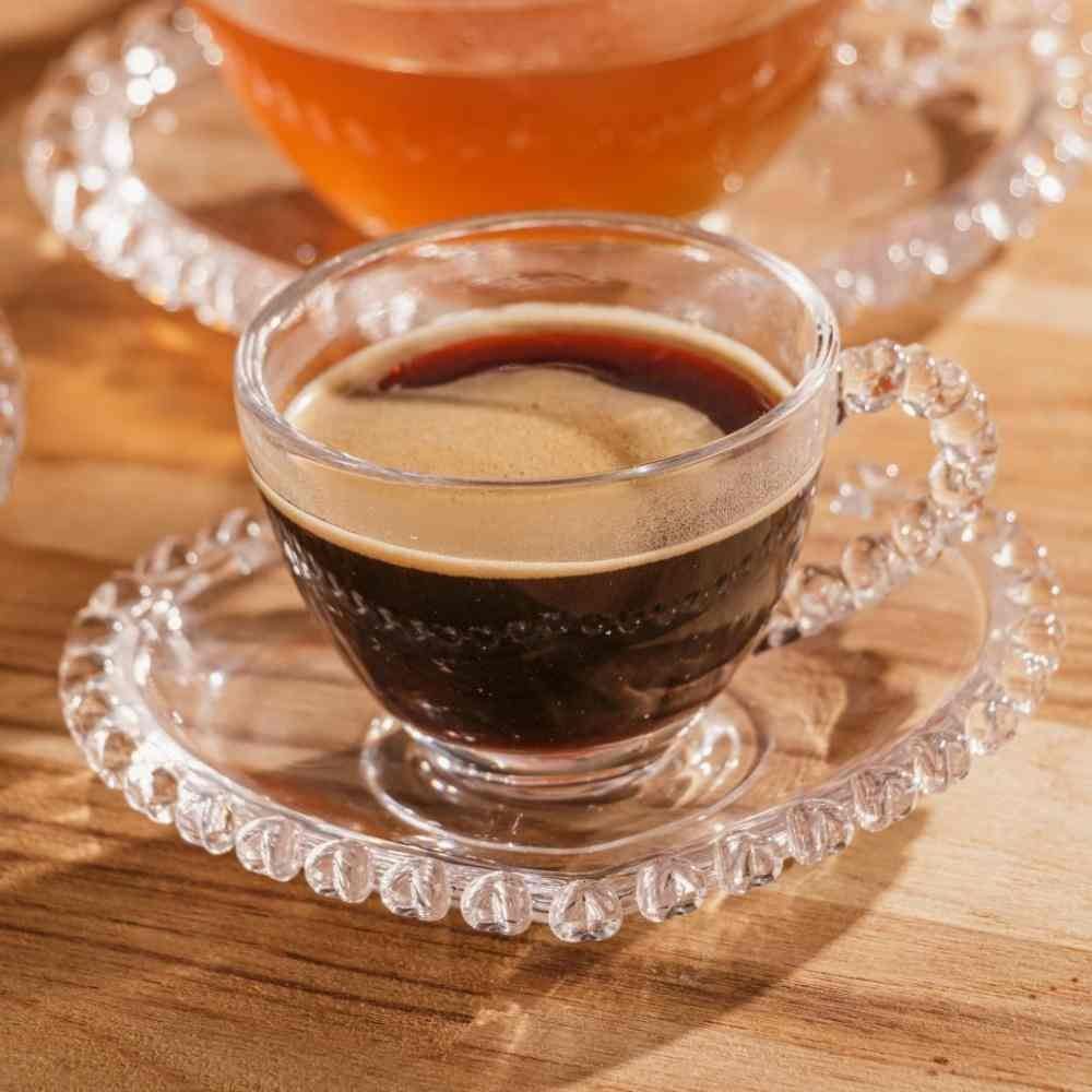 Xícara De Café Com Pires Lyor Cristal Coração 80Ml - Transparente