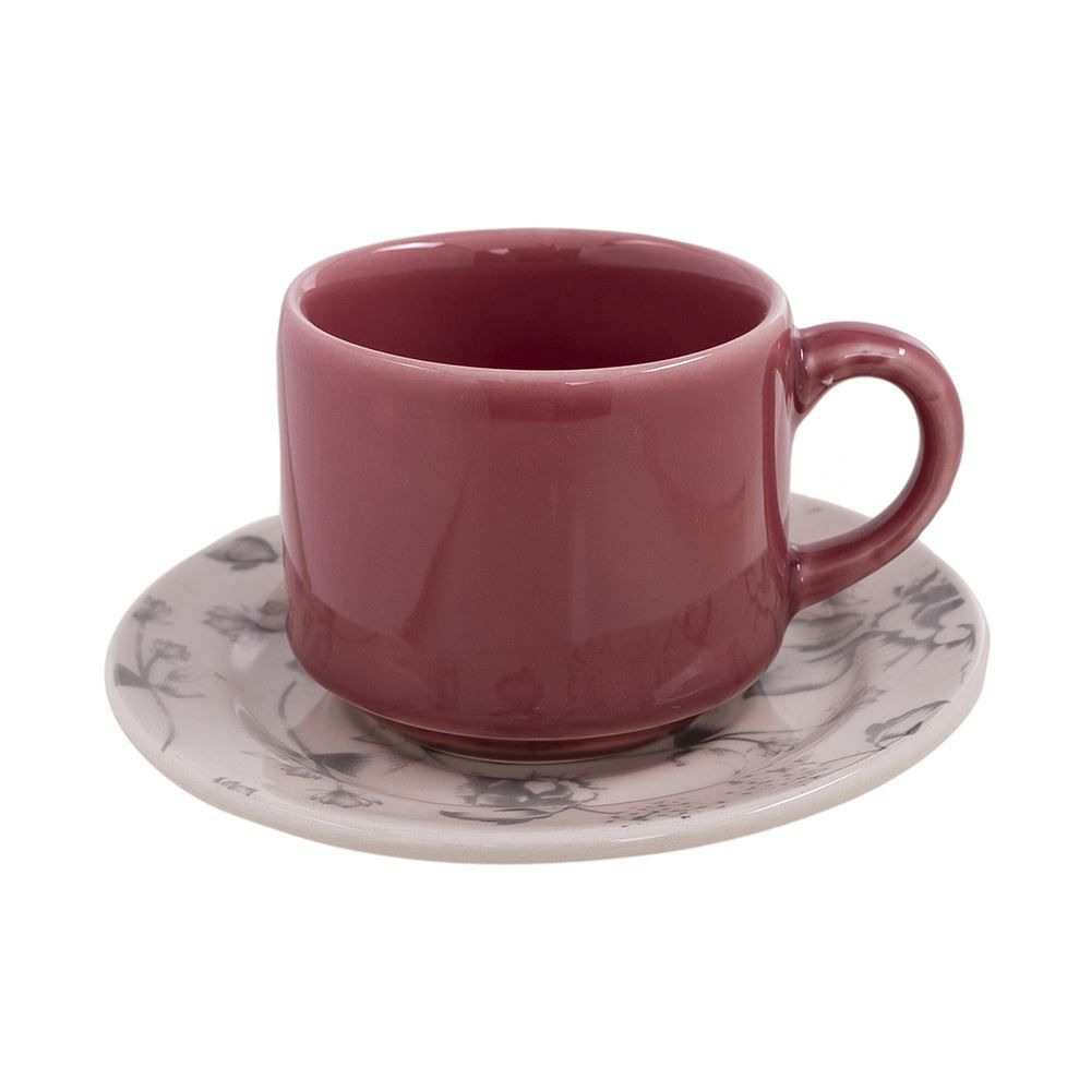 Xícara De Chá Com Pires Donna Clara 180Ml - Cerâmica