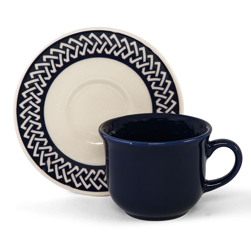 Xícara De Chá Com Pires New Trama Blue Biona By Havan Casa 200Ml - Cerâmica