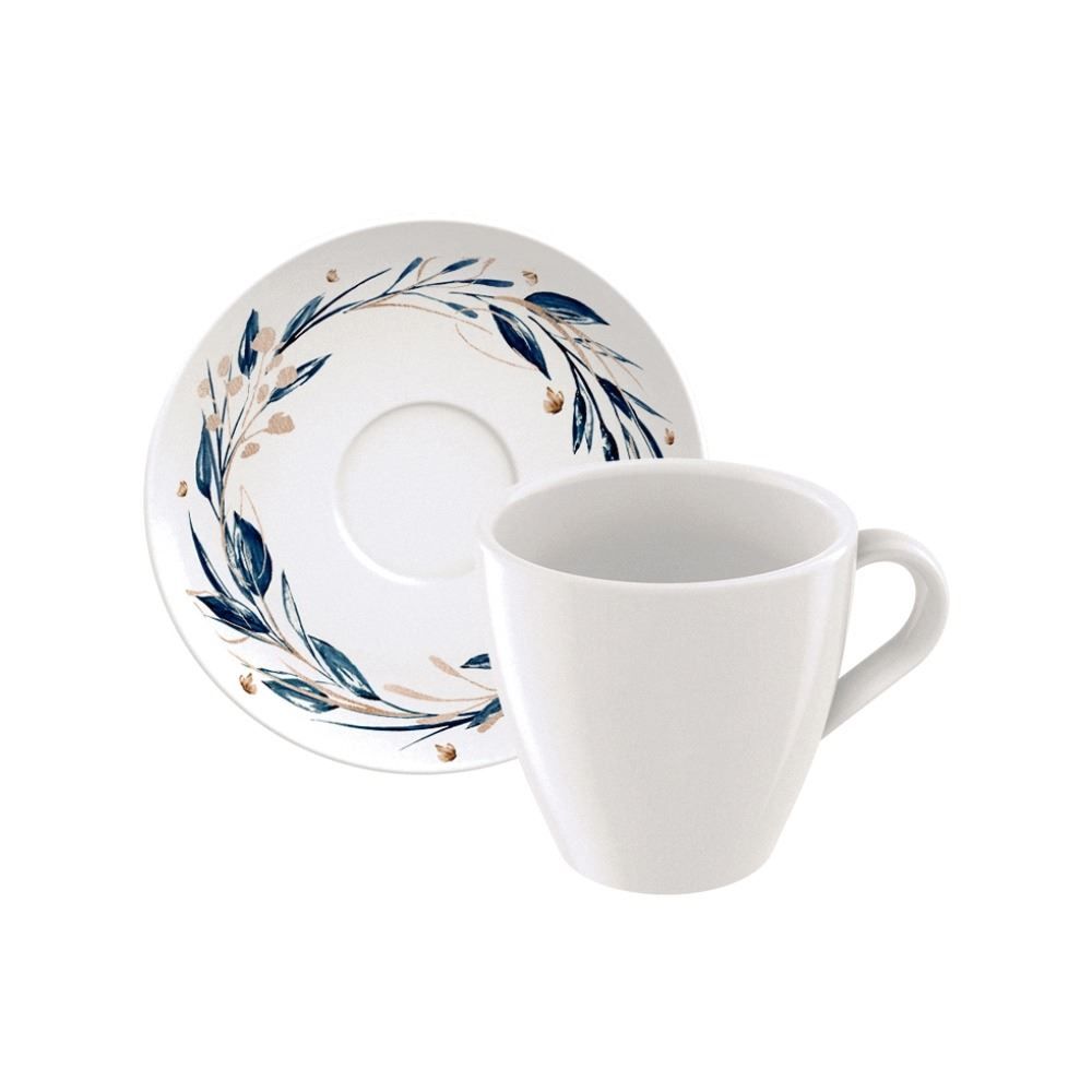 Xicara De Chá Com Pires Porcelana Tramontina 185Ml - Ana Flor
