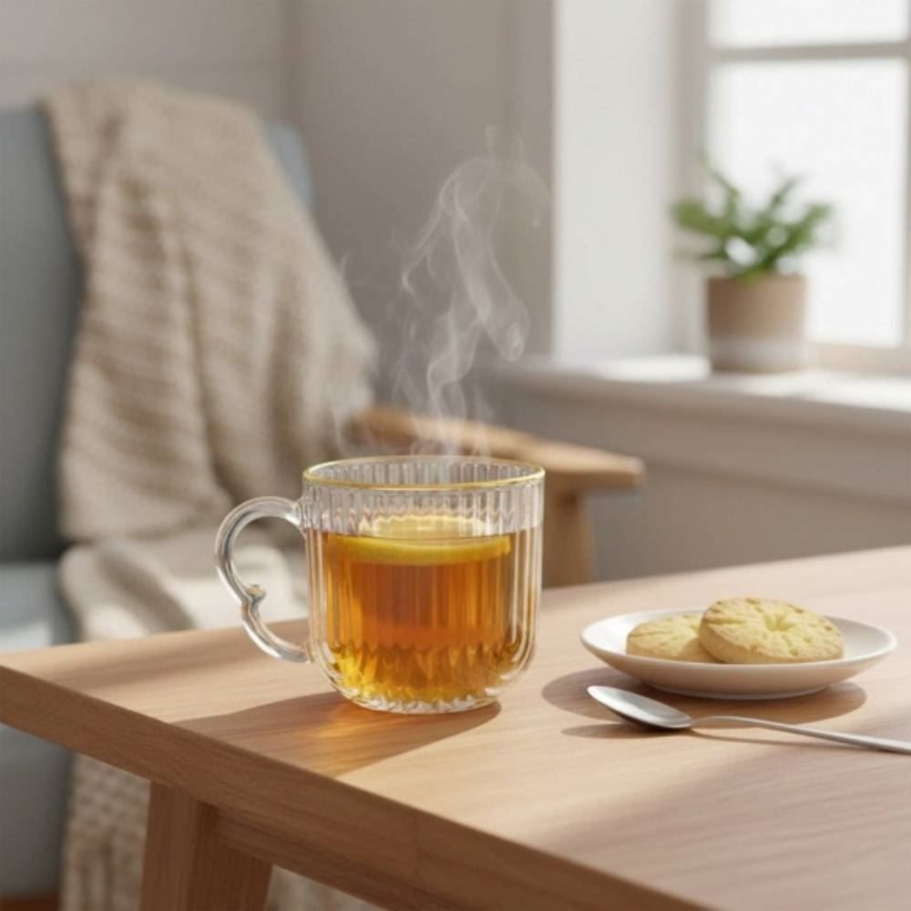 Xícara de Chá Vidro Laure 180Ml Allmix - Filete Dourado