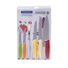 Jogo De Facas Inox Plenus Mix 6 Peças Tramontina - Colorido