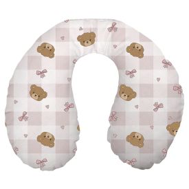 Almofada Apoio de Pescoço Toque Aveludado Havan Baby  - Urso Rosa