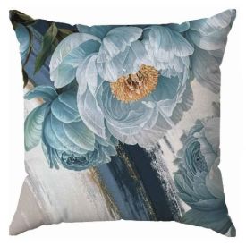 Almofada Veludo 48X48 Cm Estampada Havan Casa - Camélia Azul 