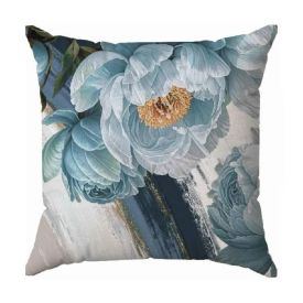 Almofada Veludo 48X48cm Estampada Havan Casa - Camélia Azul 