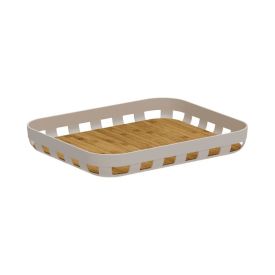 Bandeja De Servir Retangular Lume 35,5Cm Ou - Bege