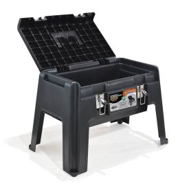 Banqueta Com Compartimento Multiuso Trava Aço Arqplast - Preto