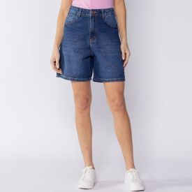 Bermuda Feminina Jeans Patricia Foster Azul Escuro