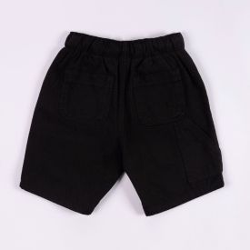 Bermuda Sarja Carpinteiro Infantil Menino 4 a 10 Anos Hot Dog Preto
