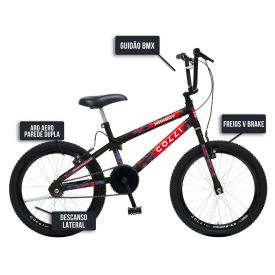 Bicicleta Aro 20 Colli Max Boy - Preto com Vermelho