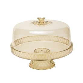 Boleira Com Pé E Tampa Glamour Plasútil 26Cm - Âmbar 