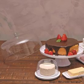 Boleira Com Pé E Tampa De Plástico Break Ou 30 Cm - Branco