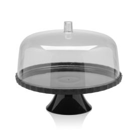 Boleira Com Pé E Tampa De Plástico Break Ou 30 Cm - Preto