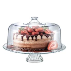 Boleira De Vidro Viena Com Tampa Acrílica E Pé Ruvolo - 32Cm