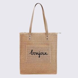 Bolsa de Praia Totebag Bonjour Alice Palucci - Areia