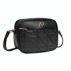 Bolsa Feminina Transversal Com Detalhe De Metal Alice Palucci - Preto