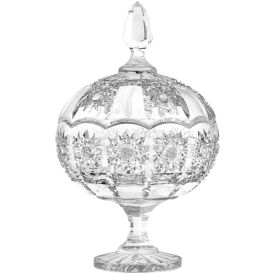 Bomboniere Com Pé De Vidro Bohemia 900Ml Em Casa Tem Glass - Inga