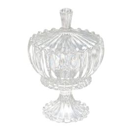 Bomboniere com Pé Cristal Geneva Wolff 25Cm - Transparente