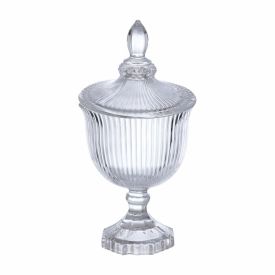 Bomboniere de Vidro com Pé Graffiato Hauskraft - 19Cm