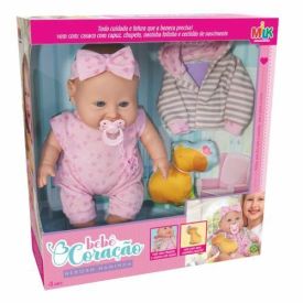 Boneca Bebê Coração Reborn Naninha Milk Brinquedos - 811