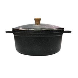 Caçarola Cava Antiaderente Com Tampa De Vidro 20Cm - PRETO