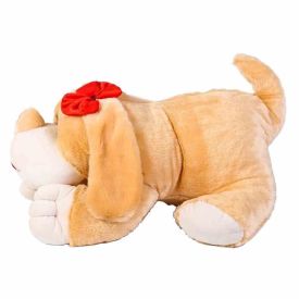 Cachorro De Pelucia Dorminhoco Bichinhos Carinho - Branco e Marrom