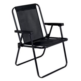 Cadeira De Praia Alta Fixa Aço Mor - Preto