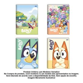 Caderno Brochura Costurado 1/4 Bluey 80 Folhas Jandaia - Sortido 