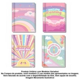 Caderno Capa Dura 1/4 Arco Íris 80 Folhas Credeal - Sortido