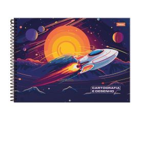 Caderno Cartografia e Desenho Capa Dura Spacefly 80 Folhas Foroni - Sortido