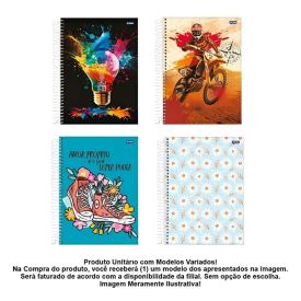 Caderno Universitário Espiral 10 Matérias 200 Folhas Jandaia - Sortido
